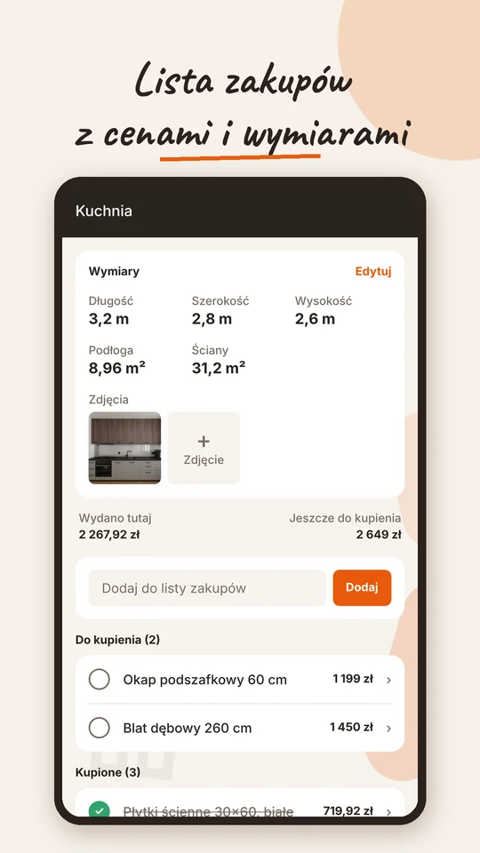 Wydatki w pomieszczeniu